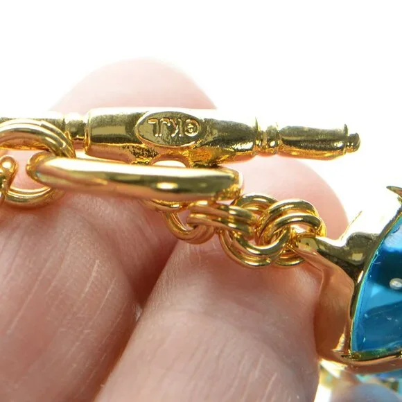 Kenneth Jay Lane KJL Gold-tone Blue Lucite Toggle Bracelet